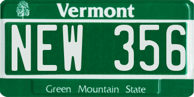 VT license plate NEW356