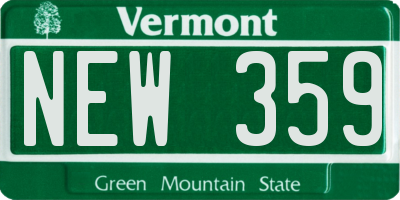 VT license plate NEW359