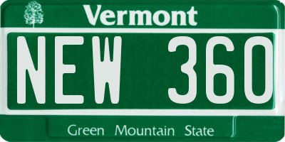 VT license plate NEW360