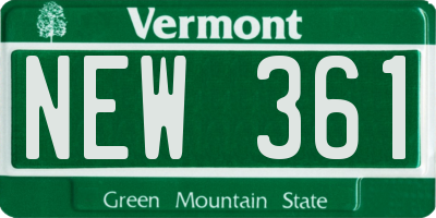 VT license plate NEW361
