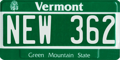 VT license plate NEW362