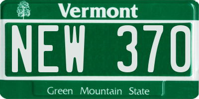 VT license plate NEW370