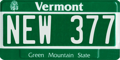 VT license plate NEW377
