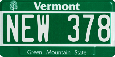VT license plate NEW378