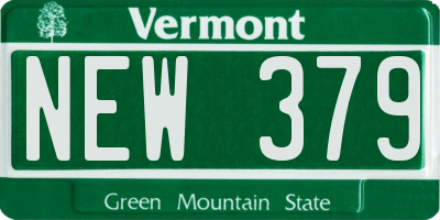VT license plate NEW379