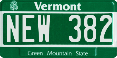 VT license plate NEW382