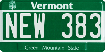 VT license plate NEW383