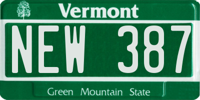 VT license plate NEW387