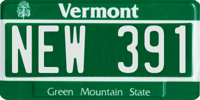 VT license plate NEW391