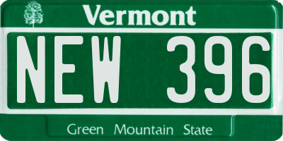 VT license plate NEW396