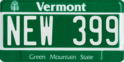 VT license plate NEW399
