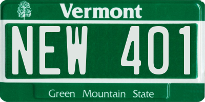 VT license plate NEW401