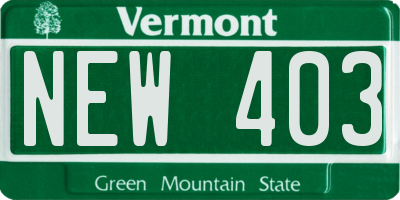 VT license plate NEW403