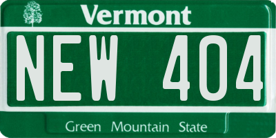 VT license plate NEW404