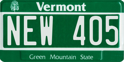 VT license plate NEW405