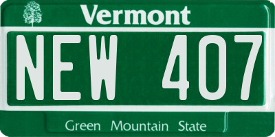 VT license plate NEW407