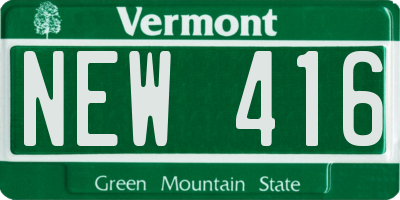 VT license plate NEW416
