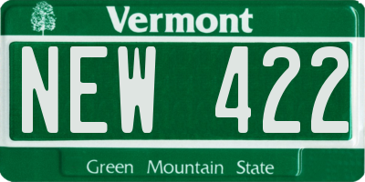 VT license plate NEW422