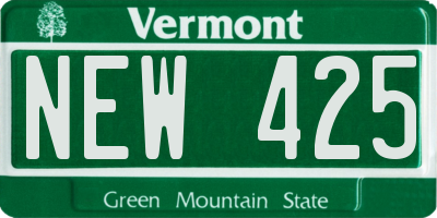 VT license plate NEW425