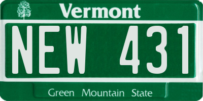 VT license plate NEW431