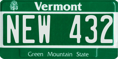 VT license plate NEW432
