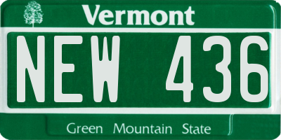 VT license plate NEW436