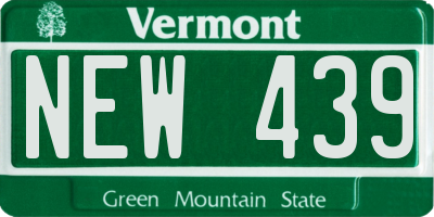 VT license plate NEW439