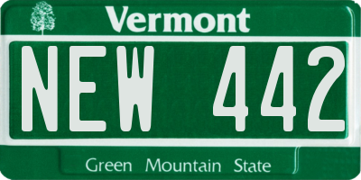VT license plate NEW442