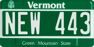 VT license plate NEW443