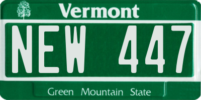 VT license plate NEW447