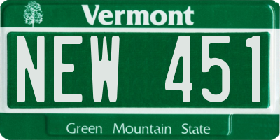 VT license plate NEW451