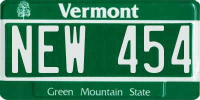 VT license plate NEW454