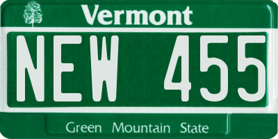 VT license plate NEW455