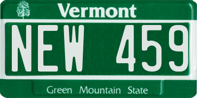 VT license plate NEW459