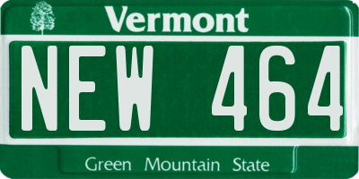 VT license plate NEW464