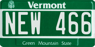 VT license plate NEW466