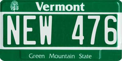 VT license plate NEW476