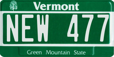 VT license plate NEW477