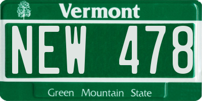 VT license plate NEW478