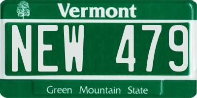 VT license plate NEW479