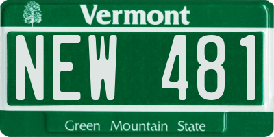 VT license plate NEW481