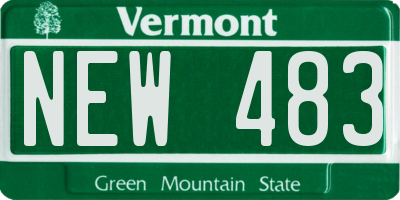 VT license plate NEW483