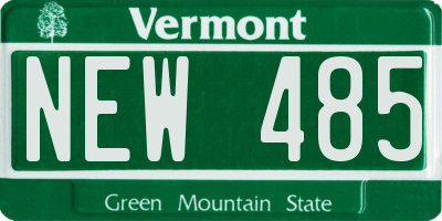 VT license plate NEW485
