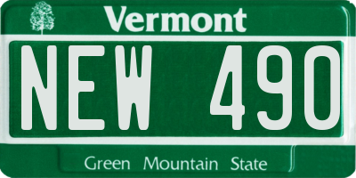 VT license plate NEW490