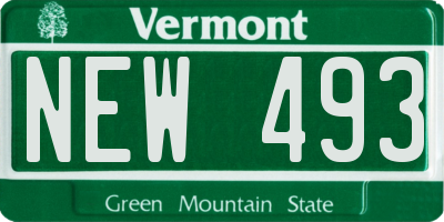 VT license plate NEW493