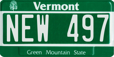 VT license plate NEW497