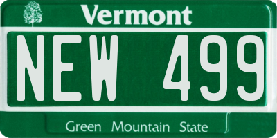 VT license plate NEW499