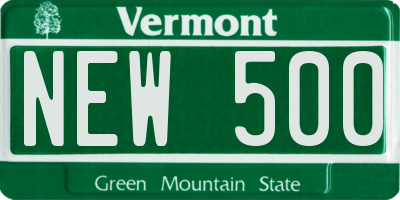 VT license plate NEW500