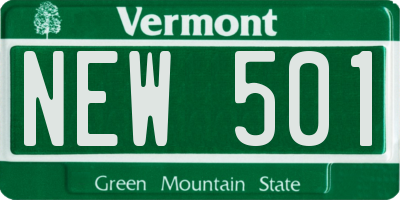 VT license plate NEW501