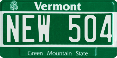 VT license plate NEW504